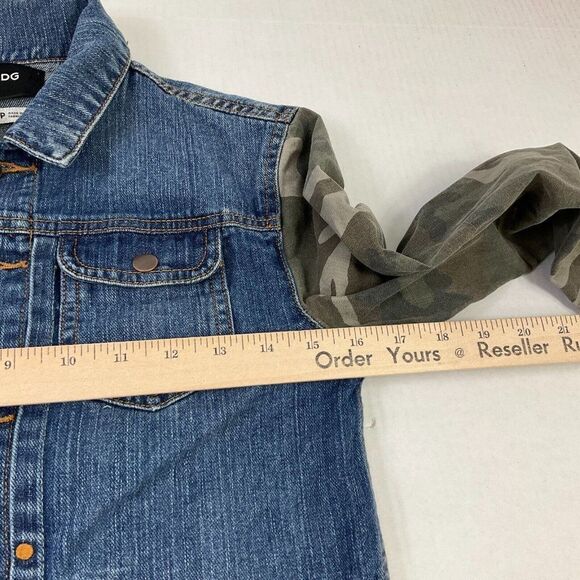 BDG Urban Outfitters Patchwork Denim Jean Jacket Camouflage 90s Streetwear XS - Picture 9 of 12